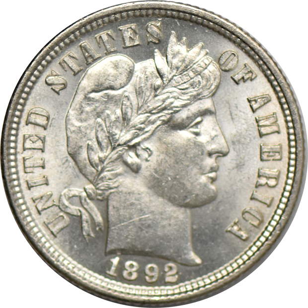 1883 Indian cent Gem Proof RB, and an 1892 Barber dime Choice Unc.