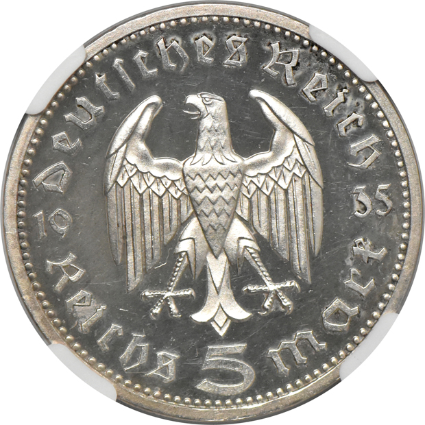 Germany - 1935-A 5 mark - NGC PR-64 CAMEO