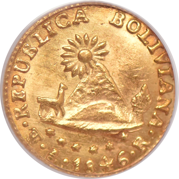 Bolivia - 1846-PTS R 1/2 scuda - PCGS MS-64
