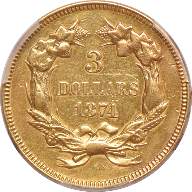 1854 AU details/tooled, and an 1874 XF details/ex-jewelry, both PCGS