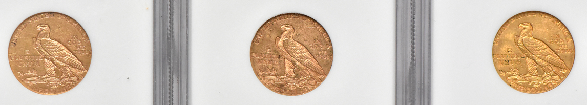 1914 MS-61, 1914-D MS-61, and 1914-S AU-53, all NGC