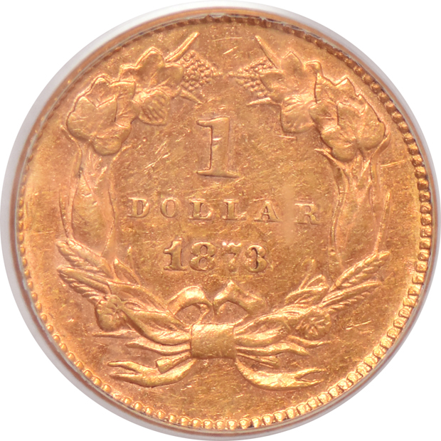 1873 Open 3 MS-62, and an 1873 Closed 3 AU-53, both PCGS (green label)