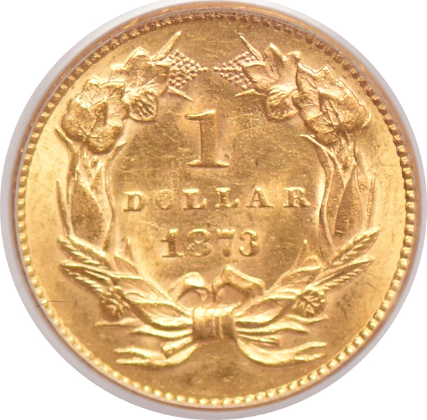 1873 Open 3 MS-62, and an 1873 Closed 3 AU-53, both PCGS (green label)