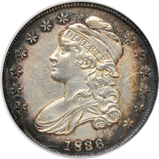 Seven Capped Bust half dollars net graded by ANACS