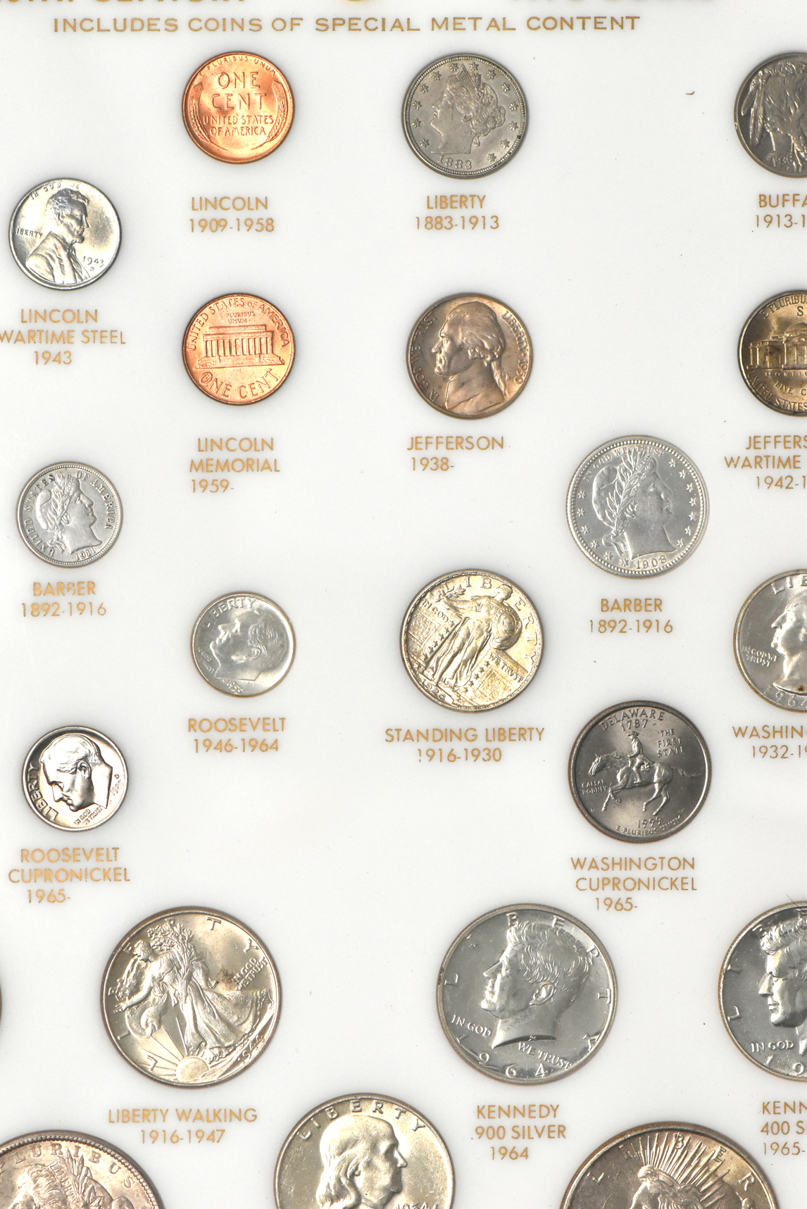 20th century U.S. type collection plus a short set of Mercury dimes and a collection of Proof Lincoln wheat cents in three Capital Plastics holders