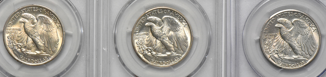 1933-S MS-62, 1934-D MS-63, and a 1936 MS-65, all PCGS