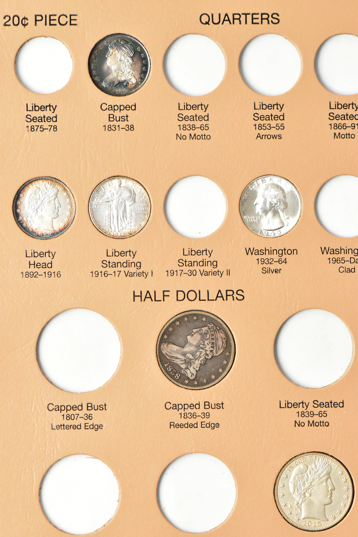 Group of U.S. type coins in a Dansco 7070 album