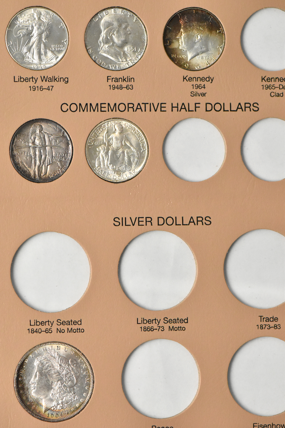 Group of U.S. type coins in a Dansco 7070 album