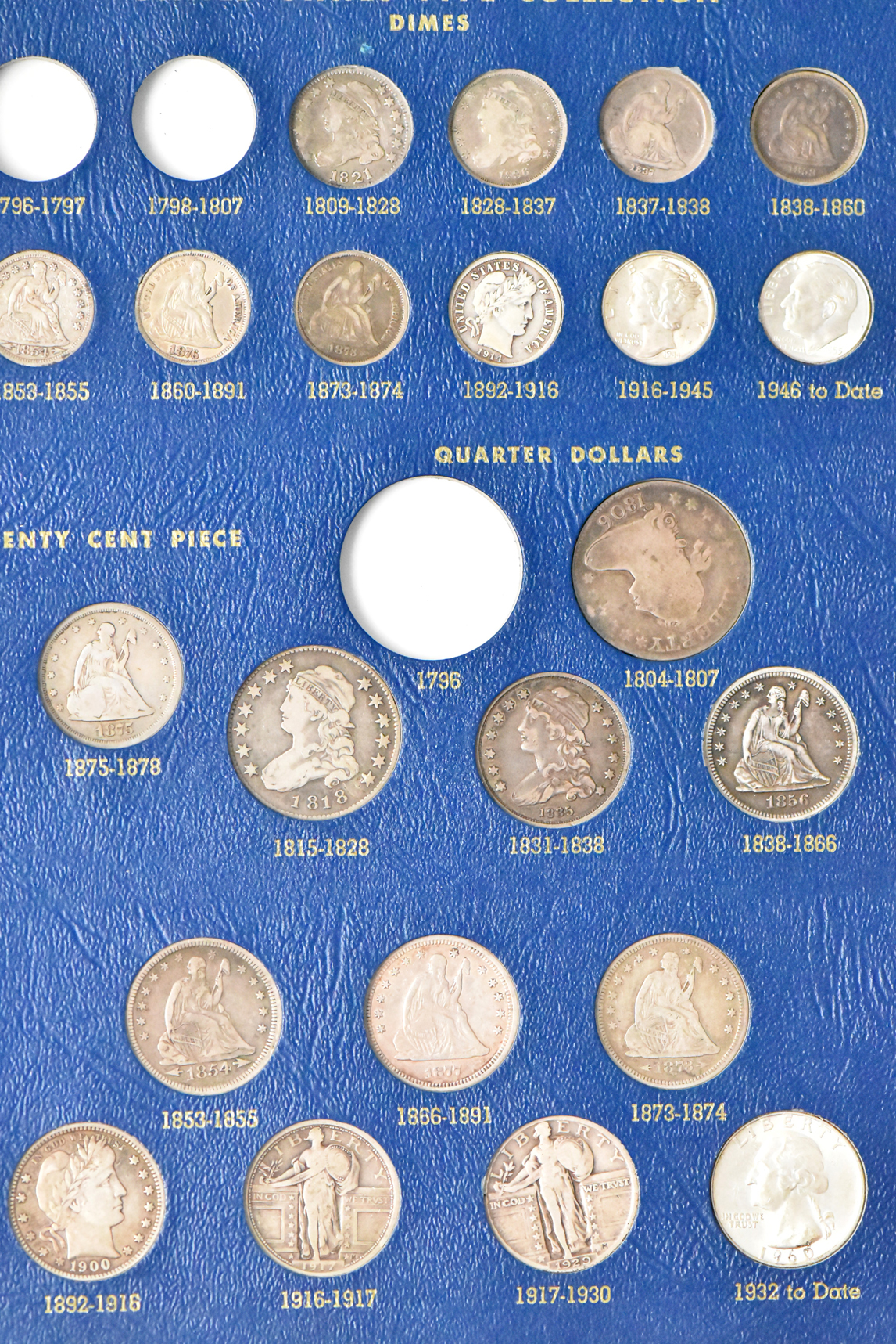 United States type coins in two Whitman albums