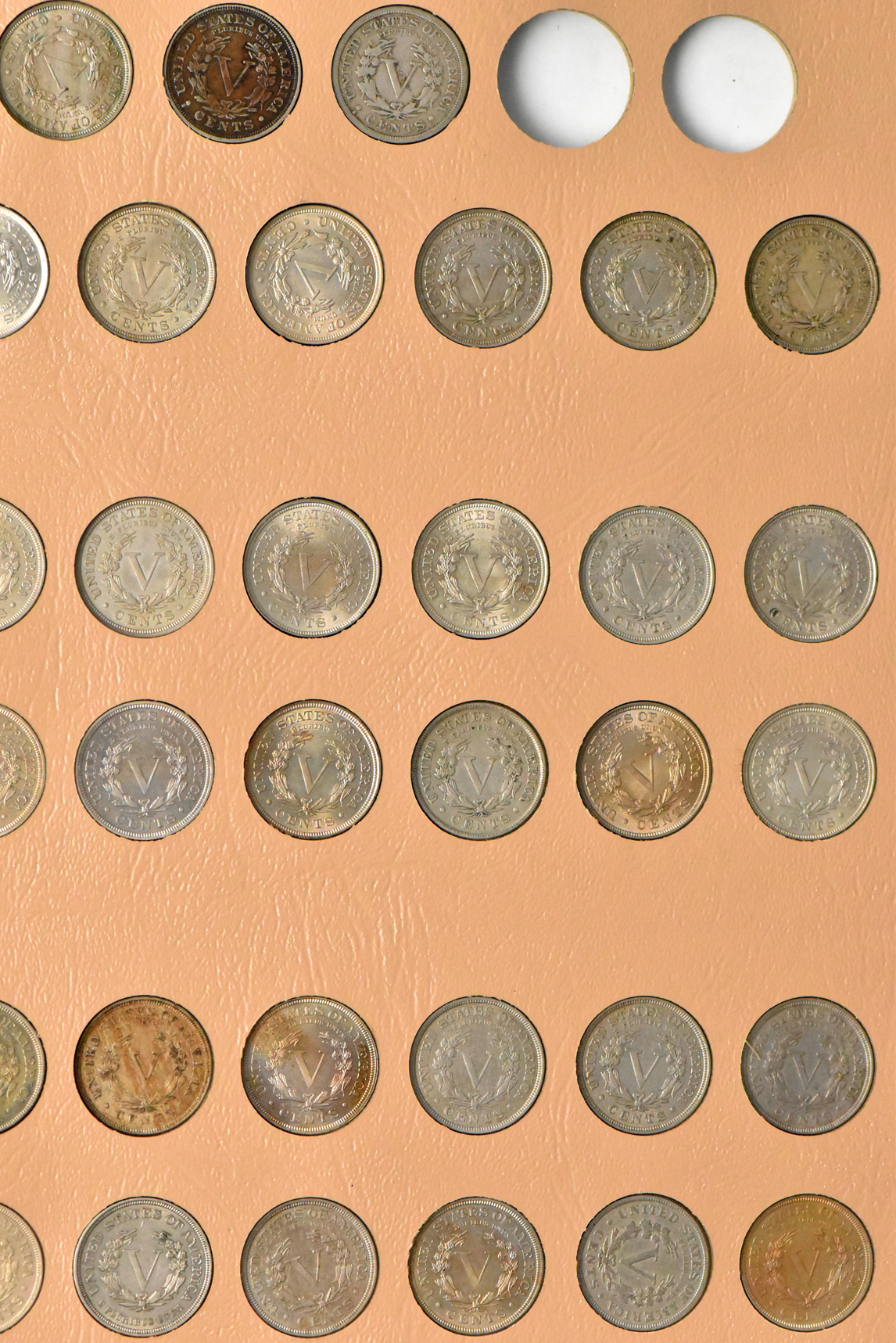 Complete collection of Liberty nickels in a Dansco 7111 album