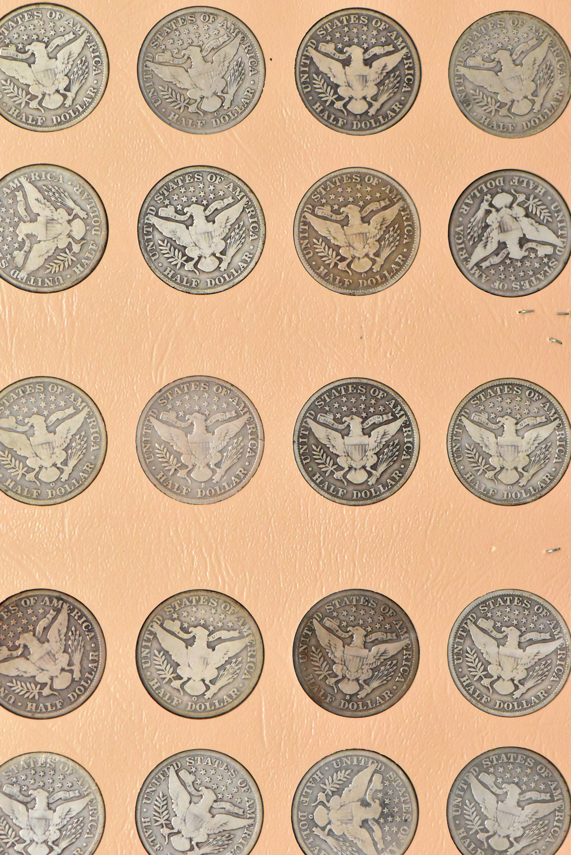 Collection of Barber half dollars in a complete Dansco 7150 album