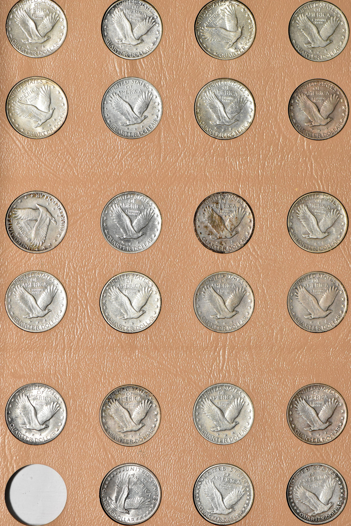 Collection of Standing Liberty quarters in a complete Dansco 7132 album