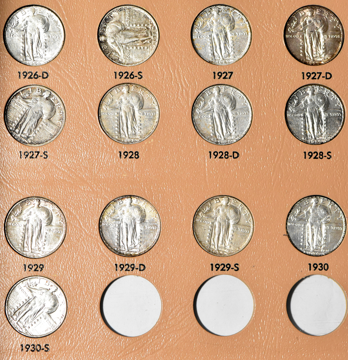 Collection of Standing Liberty quarters in a complete Dansco 7132 album