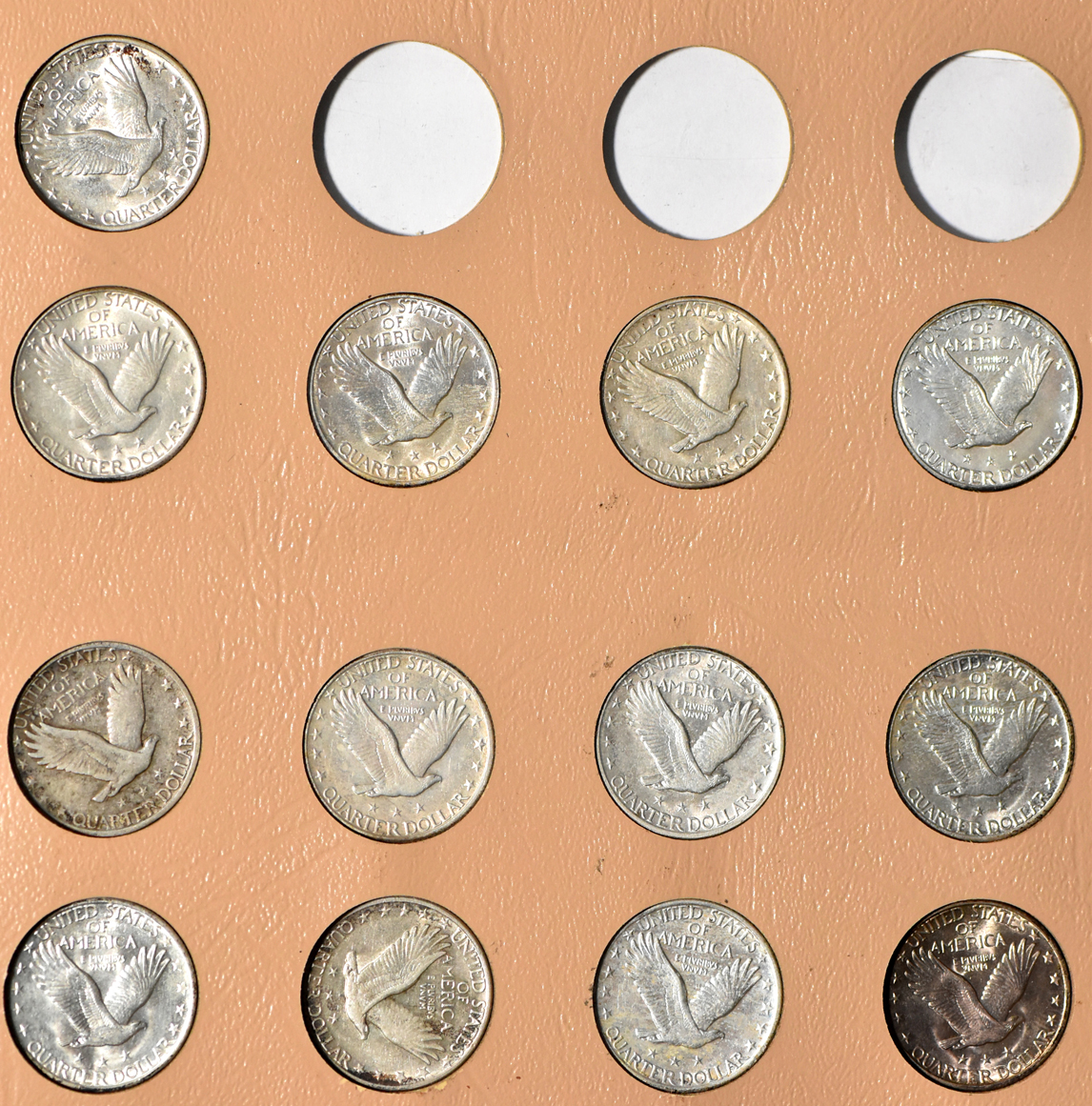Collection of Standing Liberty quarters in a complete Dansco 7132 album