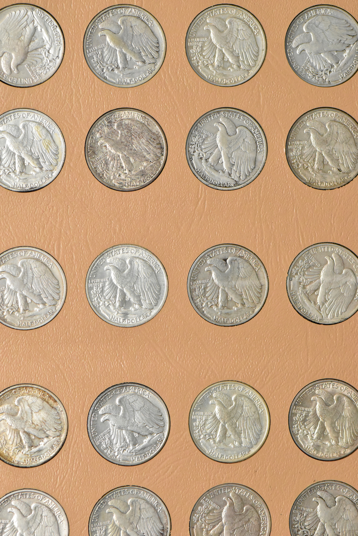 Collection of Walking Liberty half dollars in a complete Dansco 7160 album