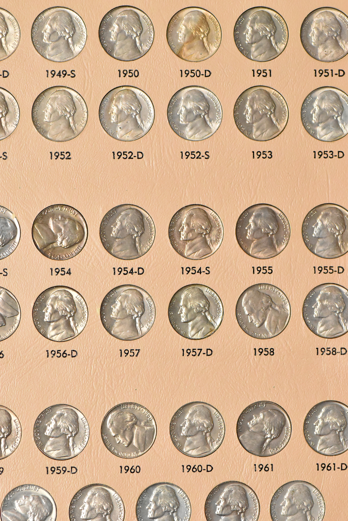 Two Jefferson nickel collections in Dansco albums