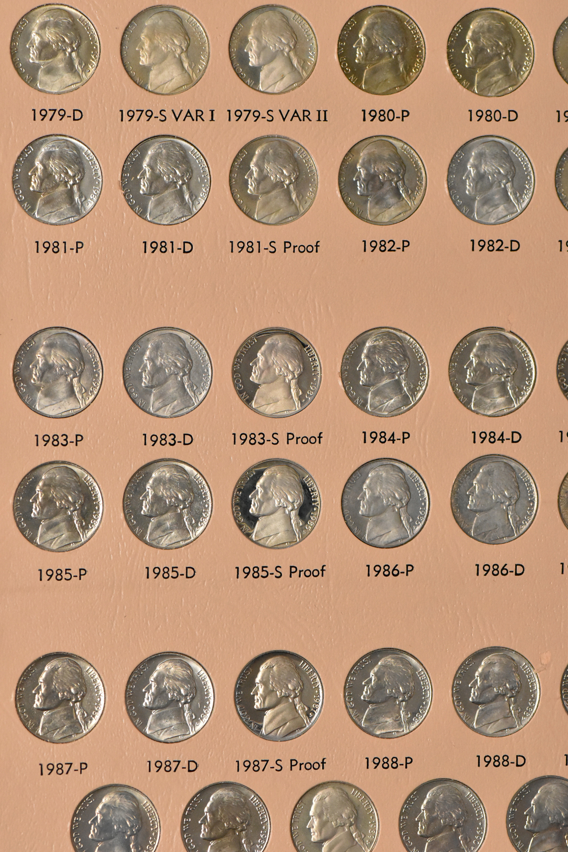 Two Jefferson nickel collections in Dansco albums