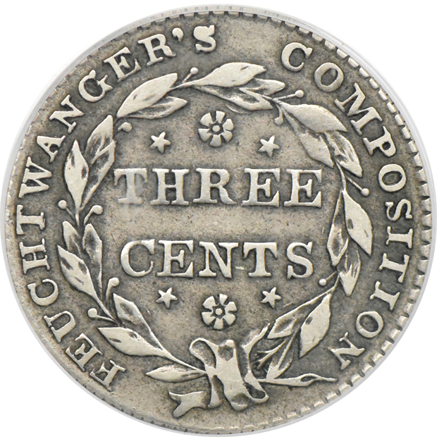 1837 Feuchtwanger 3C New York Coat of Arms PCGS VF-25