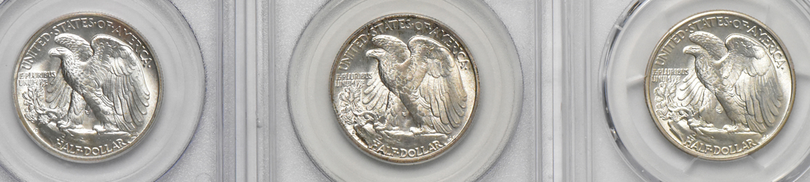 1940 MS-66, 1940-S MS-65, and a 1944-D MS-65 CAC, all PCGS