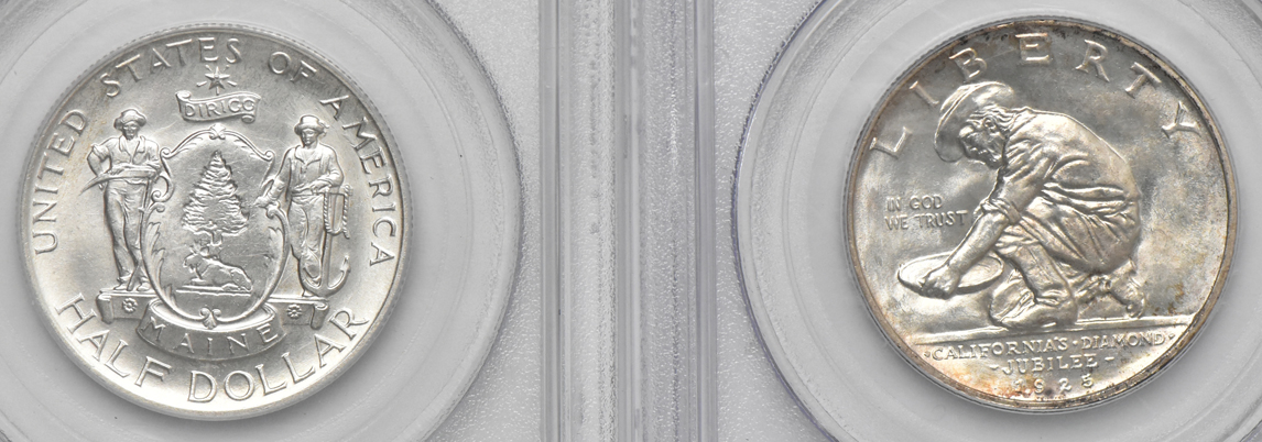 Four silver commemorative half dollars certified by PCGS