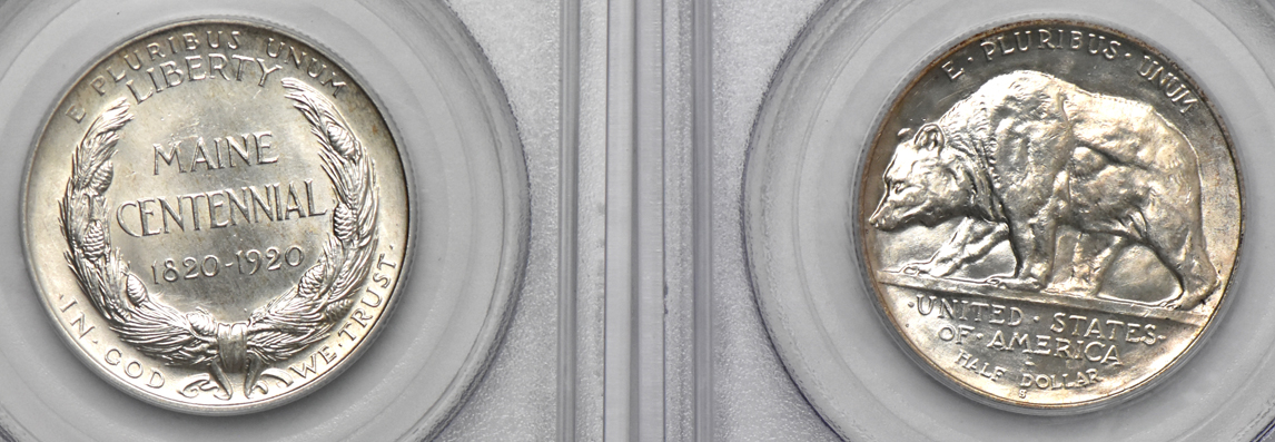 Four silver commemorative half dollars certified by PCGS