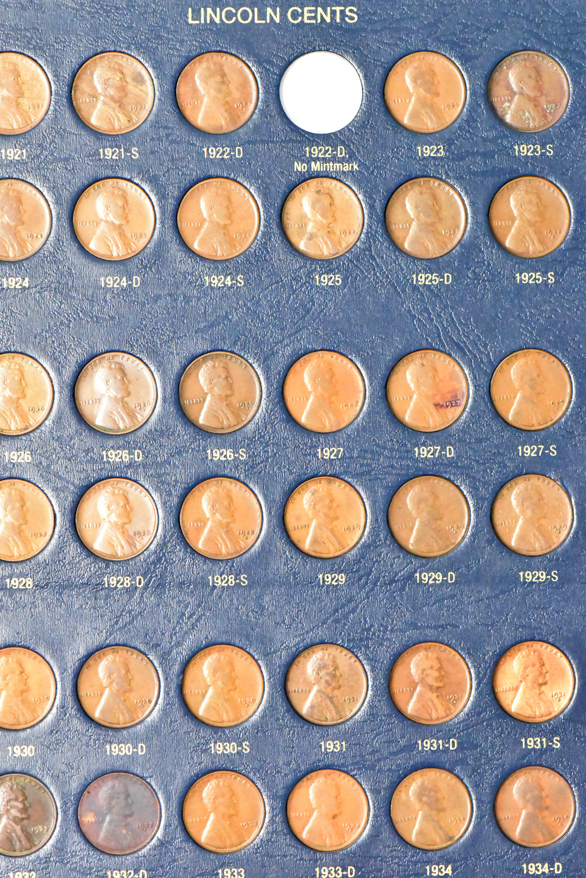Collection of Lincoln cents in a Whitman Classic 9112 album