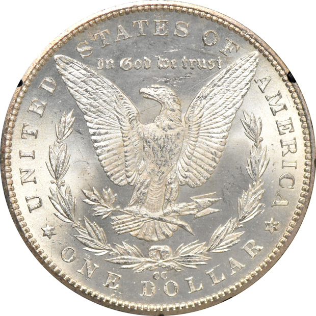 1882-CC GSA (mislabeled), and an 1884-CC GSA (mislabeled), both NGC MS-63