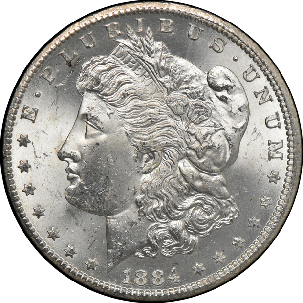 1882-CC GSA (mislabeled), and an 1884-CC GSA (mislabeled), both NGC MS-63