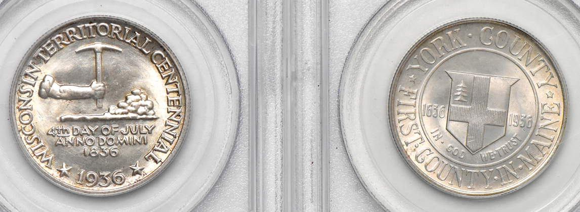 Six Uncirculated silver commemorative half dollars, all PCGS