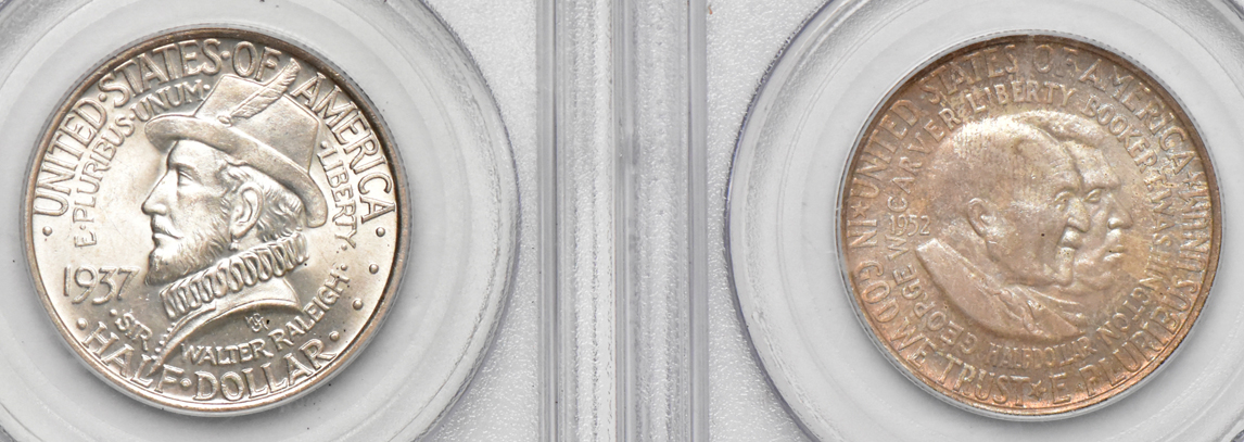 Six Uncirculated silver commemorative half dollars, all PCGS