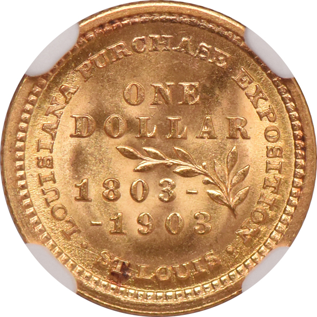 1903 $1 Louisiana Purchase Jefferson NGC MS-64+ CAC