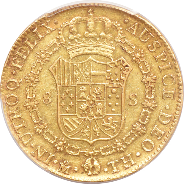 Mexico - 1808-Mo TH Calico-1781 Ferdinand VII 8 escudos - PCGS AU-53