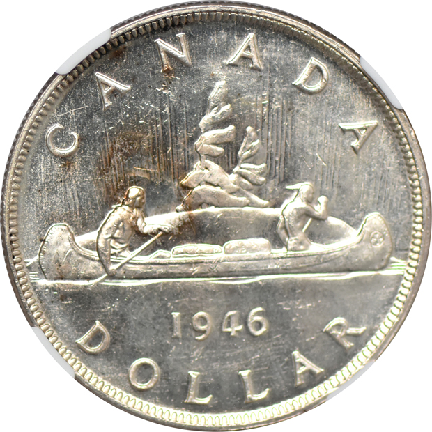 Canada - 1946 50C PCGS MS-64, and a 1946 $1 NGC MS-63