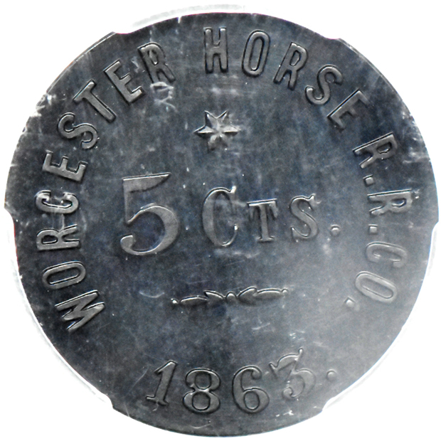 1933 So-Called Dollar HK-825 Silver Pedley-Ryan Type IV, plus an undated Massachusetts Worcester Horse R.R. Co. token, both PCGS MS-62