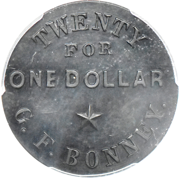1933 So-Called Dollar HK-825 Silver Pedley-Ryan Type IV, plus an undated Massachusetts Worcester Horse R.R. Co. token, both PCGS MS-62