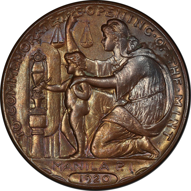 1920 U.S. Philippines Woodrow Wilson Bronze Medal PCGS MS-63BN