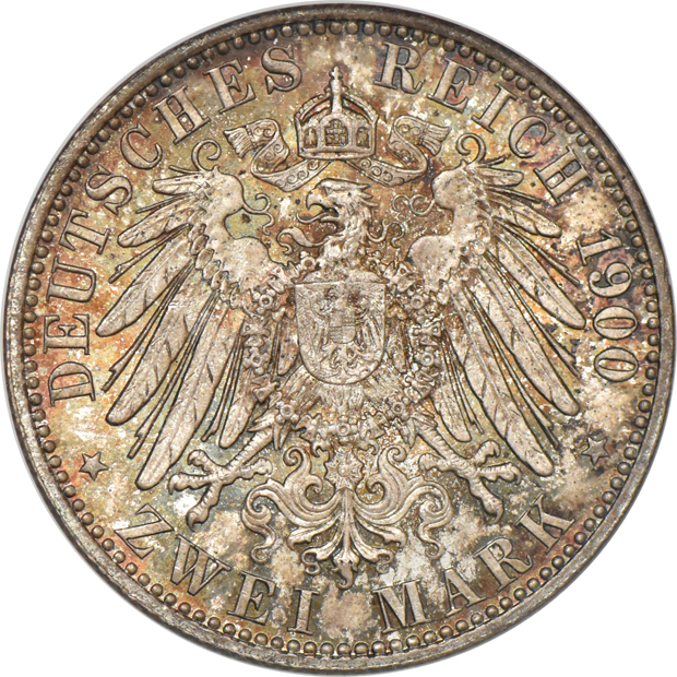 Germany - Prussia 1900 2 mark - NGC MS-66 (no line)
