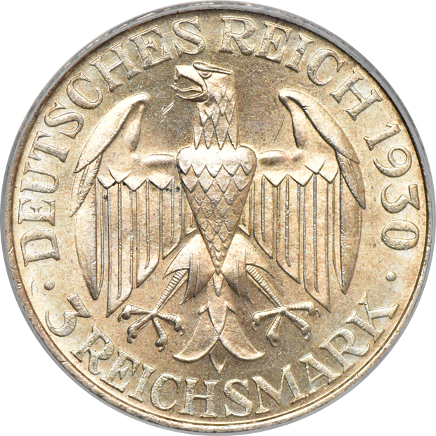 Germany - 1930-D Zeppelin 3 mark - PCGS MS-64 (green label)