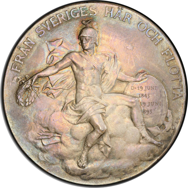 Sweden - 1895 Army and Navy silver medal - PCGS MS-64