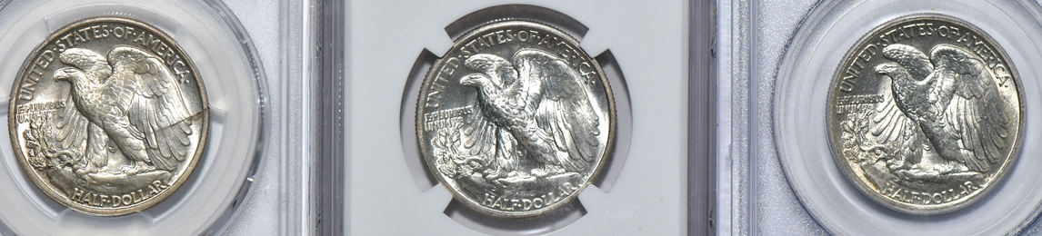 1917 PCGS MS-64, 1917-D Obverse PCGS AU-58, and a 1929-D NGC MS-63