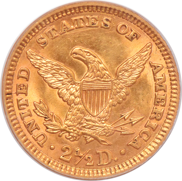 1907 Liberty quarter eagle MS-63 (green label), and a 1929 Indian quarter eagle MS-63+, both PCGS