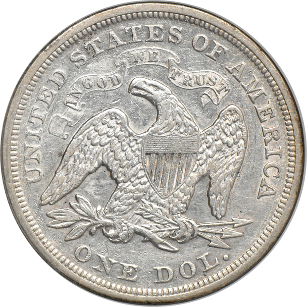 1871 Liberty Seated dollar PCI XF-40, and an 1876-S Trade dollar NCS AU details/cleaned