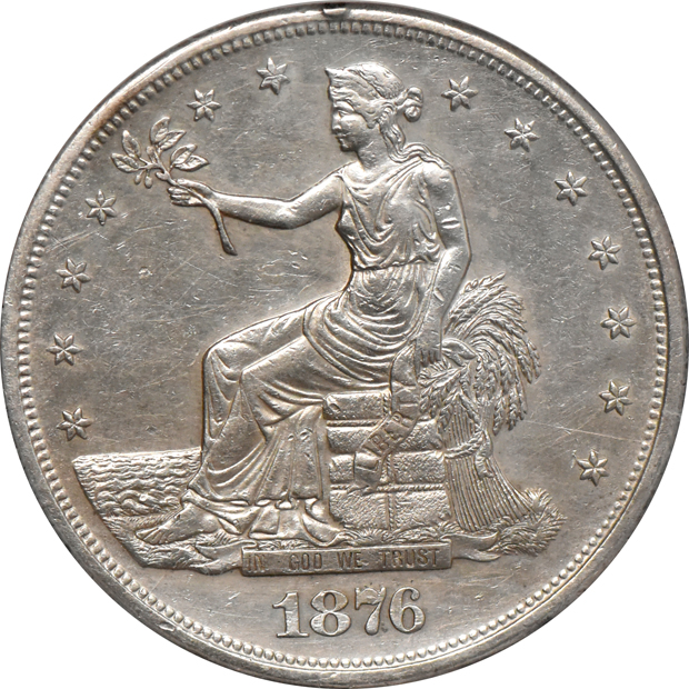 1871 Liberty Seated dollar PCI XF-40, and an 1876-S Trade dollar NCS AU details/cleaned