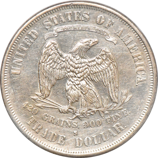 1871 Liberty Seated dollar PCI XF-40, and an 1876-S Trade dollar NCS AU details/cleaned