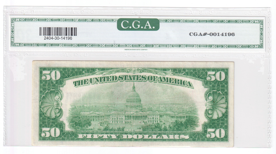1928 $50 Fr# 2404 - CGA VF-30