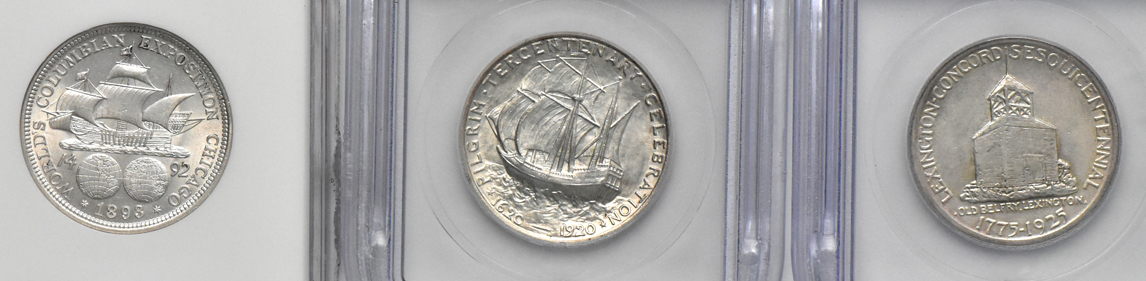 Nine silver commemorative half dollars