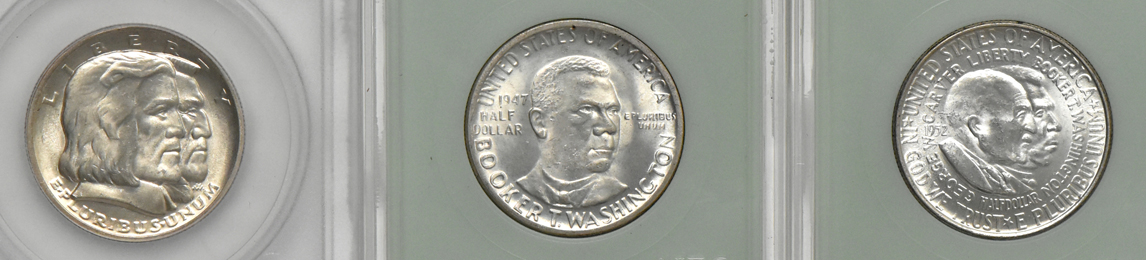 Nine silver commemorative half dollars