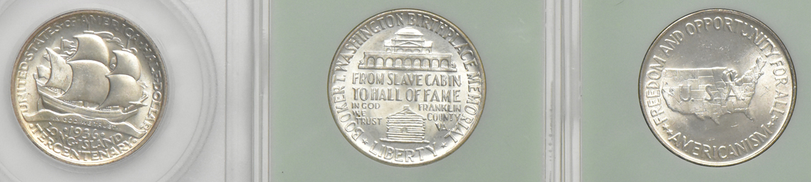 Nine silver commemorative half dollars