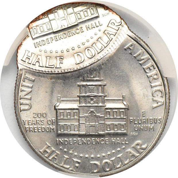 1976 Kennedy half dollar double struck CACG MS-62