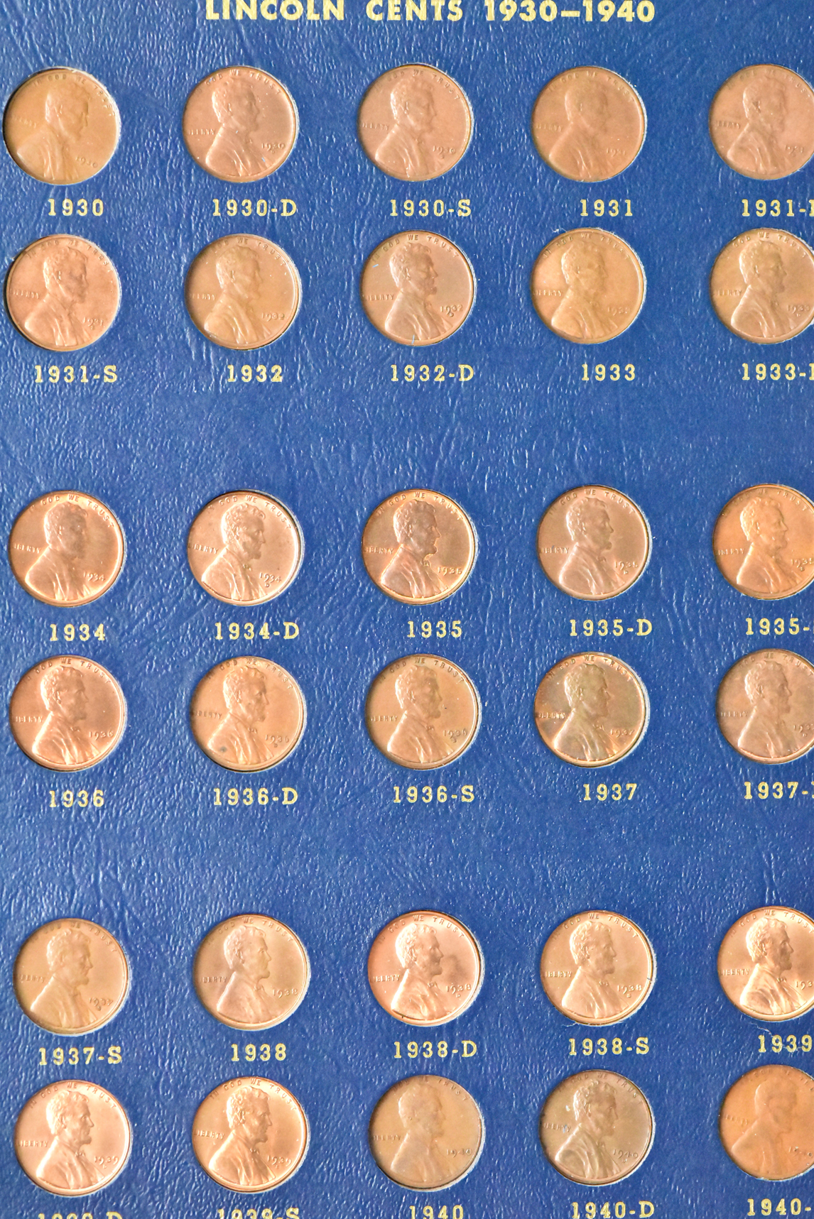 Collection of Lincoln cents in a Whitman 9405 album